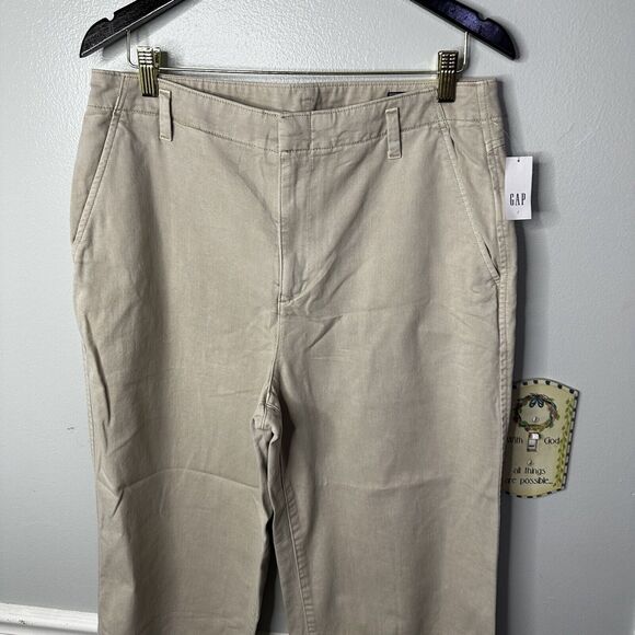 Gap Womens Pants Beige Size 12 Tall Straight Up Khaki High Rise Cotton Blend $80 - Picture 12 of 14
